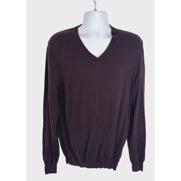 Joseph Abboud Extra Fine Merino Wool V Neck Sweater Size XL Maroon Classy - Picture 1 of 9